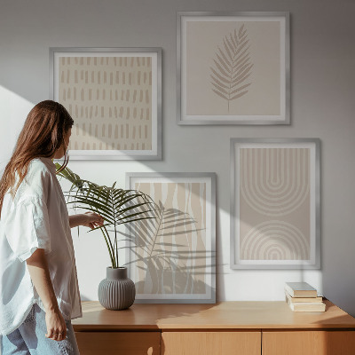 Ensemble de 4 tableaux Motifs végétaux beiges