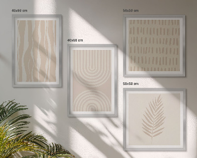 Ensemble de 4 tableaux Motifs végétaux beiges