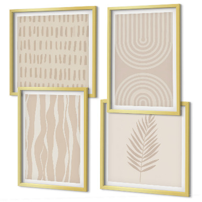 Ensemble de 4 tableaux Motifs végétaux beiges