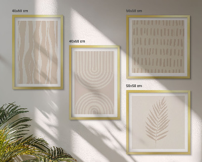 Ensemble de 4 tableaux Motifs végétaux beiges