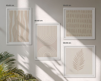 Ensemble de 4 tableaux Motifs végétaux beiges