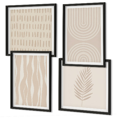 Ensemble de 4 tableaux Motifs végétaux beiges