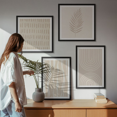 Ensemble de 4 tableaux Motifs végétaux beiges