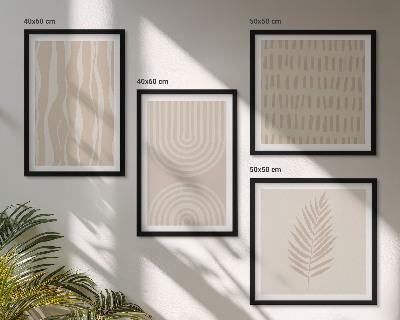Ensemble de 4 tableaux Motifs végétaux beiges