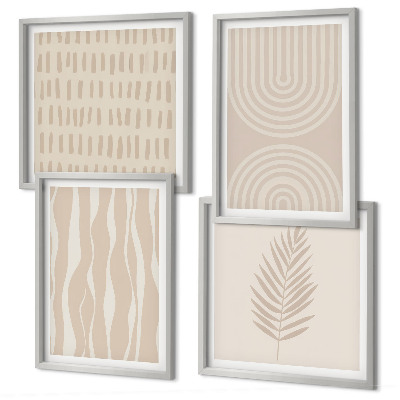 Ensemble de 4 tableaux Motifs végétaux beiges