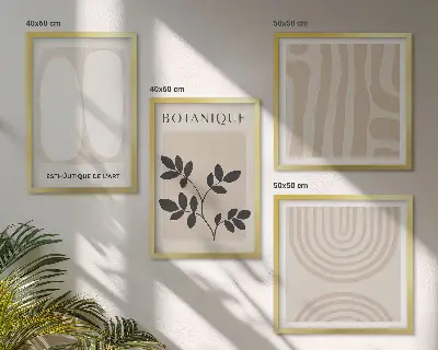 Mur de tableaux affiches bohèmes délicates sur le thème des plantes