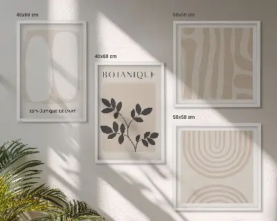 Mur de tableaux affiches bohèmes délicates sur le thème des plantes