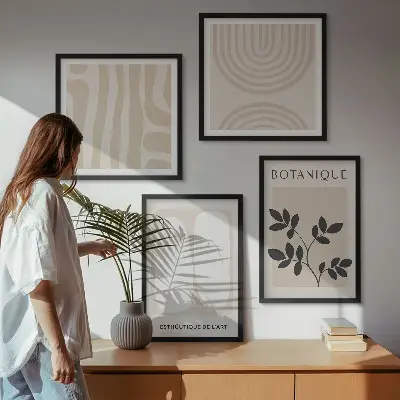 Mur de tableaux affiches bohèmes délicates sur le thème des plantes
