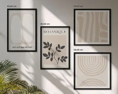 Mur de tableaux affiches bohèmes délicates sur le thème des plantes