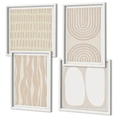 Ensemble de 4 tableaux motifs bohèmes abstraits