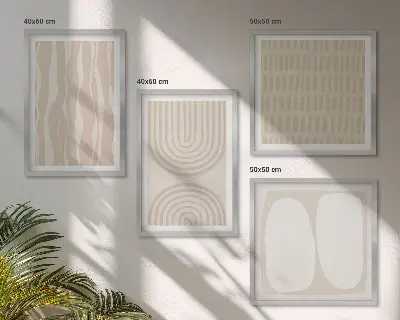 Ensemble de 4 tableaux motifs bohèmes abstraits