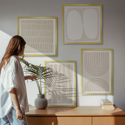Ensemble de 4 tableaux Formes de motifs bohèmes abstraits