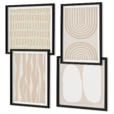 Ensemble de 4 tableaux Formes de motifs bohèmes abstraits