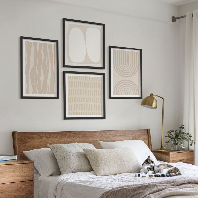 Ensemble de 4 tableaux Formes de motifs bohèmes abstraits