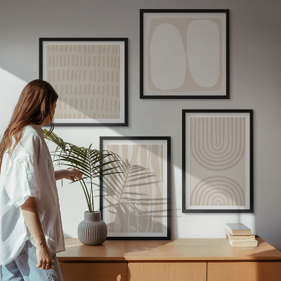 Ensemble de 4 tableaux Formes de motifs bohèmes abstraits