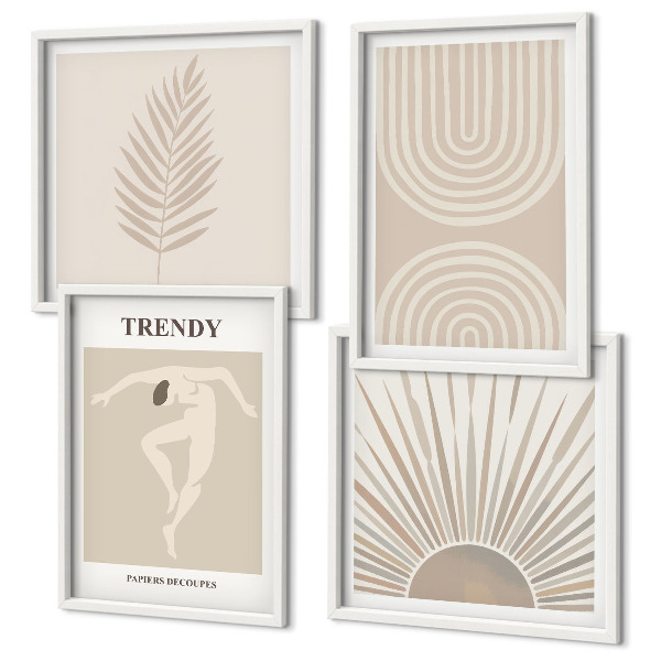 Polyptyque z cadres Affiches abstraites bohèmes pastel