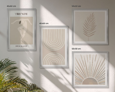 Polyptyque z cadres Affiches abstraites bohèmes pastel