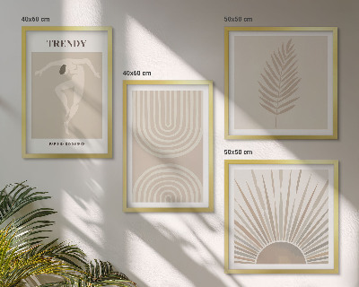 Polyptyque z cadres Affiches abstraites bohèmes pastel