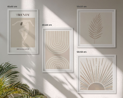 Polyptyque z cadres Affiches abstraites bohèmes pastel