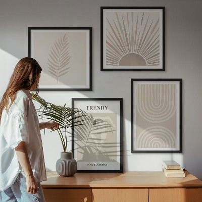 Polyptyque z cadres Affiches abstraites bohèmes pastel