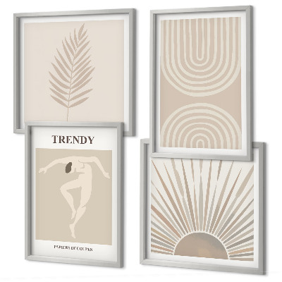 Polyptyque z cadres Affiches abstraites bohèmes pastel