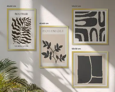 Mur de tableaux affiches minimalistes sur le thème des plantes