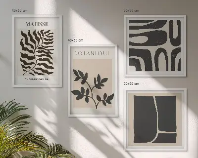 Mur de tableaux affiches minimalistes sur le thème des plantes