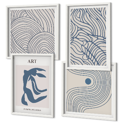 Polyptyque z cadres Lignes bleues abstraites