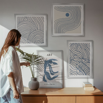 Polyptyque z cadres Lignes bleues abstraites