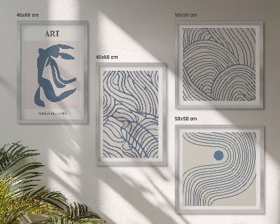 Polyptyque z cadres Lignes bleues abstraites