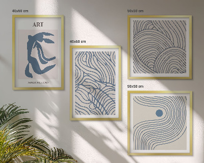 Polyptyque z cadres Lignes bleues abstraites