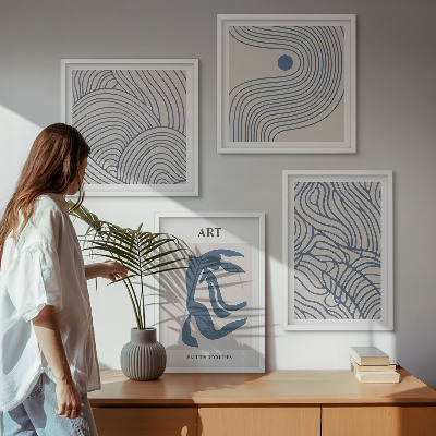 Polyptyque z cadres Lignes bleues abstraites