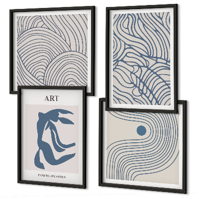 Polyptyque z cadres Lignes bleues abstraites