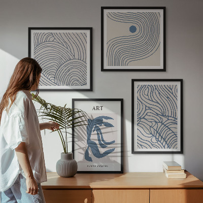 Polyptyque z cadres Lignes bleues abstraites