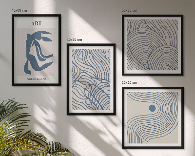 Polyptyque z cadres Lignes bleues abstraites