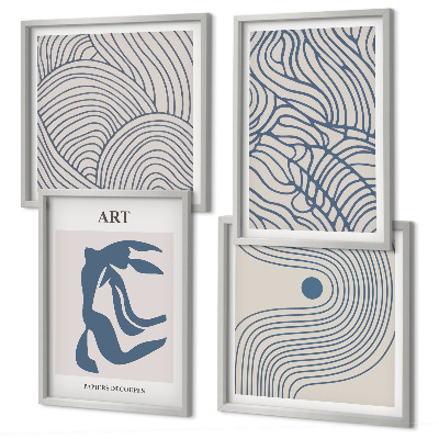 Polyptyque z cadres Lignes bleues abstraites
