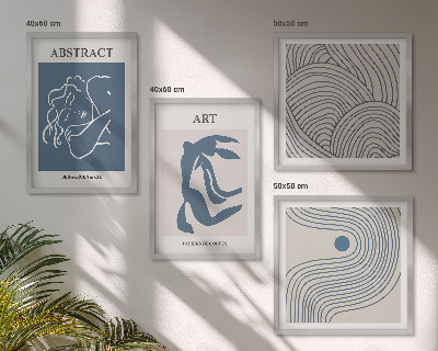Ensemble de 4 tableaux Affiche abstraite de lignes et de vagues
