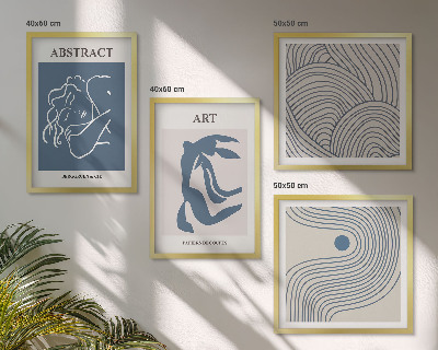 Ensemble de 4 tableaux Affiche abstraite de lignes et de vagues