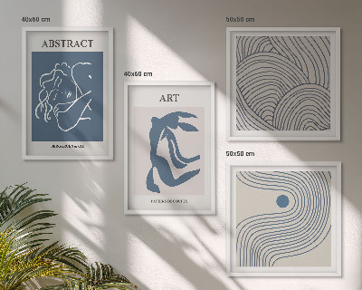 Ensemble de 4 tableaux Affiche abstraite de lignes et de vagues