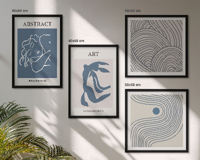 Ensemble de 4 tableaux Affiche abstraite de lignes et de vagues