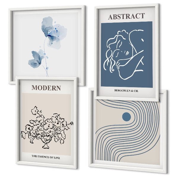 Mur de tableaux Affiches abstraites de lignes florales