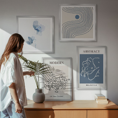 Mur de tableaux Affiches abstraites de lignes florales