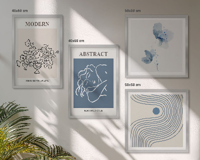Mur de tableaux Affiches abstraites de lignes florales