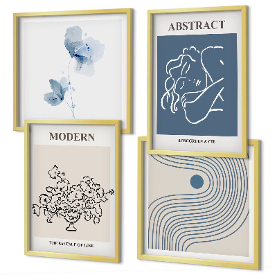 Mur de tableaux Affiches abstraites de lignes florales