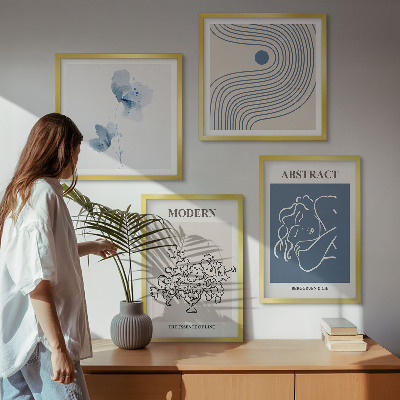 Mur de tableaux Affiches abstraites de lignes florales