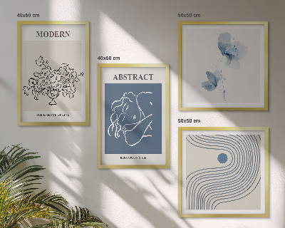 Mur de tableaux Affiches abstraites de lignes florales