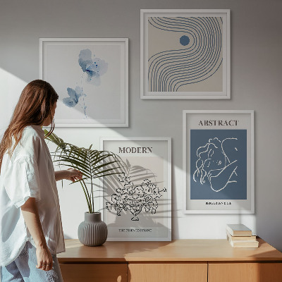 Mur de tableaux Affiches abstraites de lignes florales