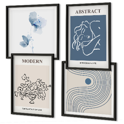 Mur de tableaux Affiches abstraites de lignes florales