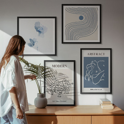Mur de tableaux Affiches abstraites de lignes florales