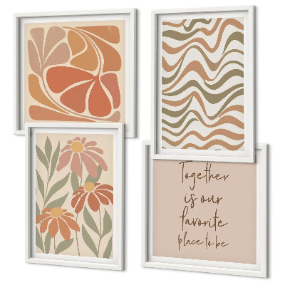 Ensemble de 4 tableaux Fleurs abstraites pastel